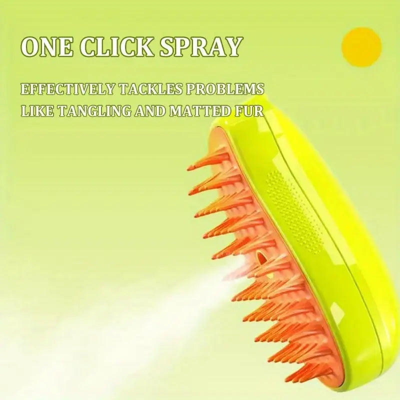 3-in-1 Self-Cleaning Steam Brush for Cats & Dogs - USB Rechargeable, Massage & Deshedding Too