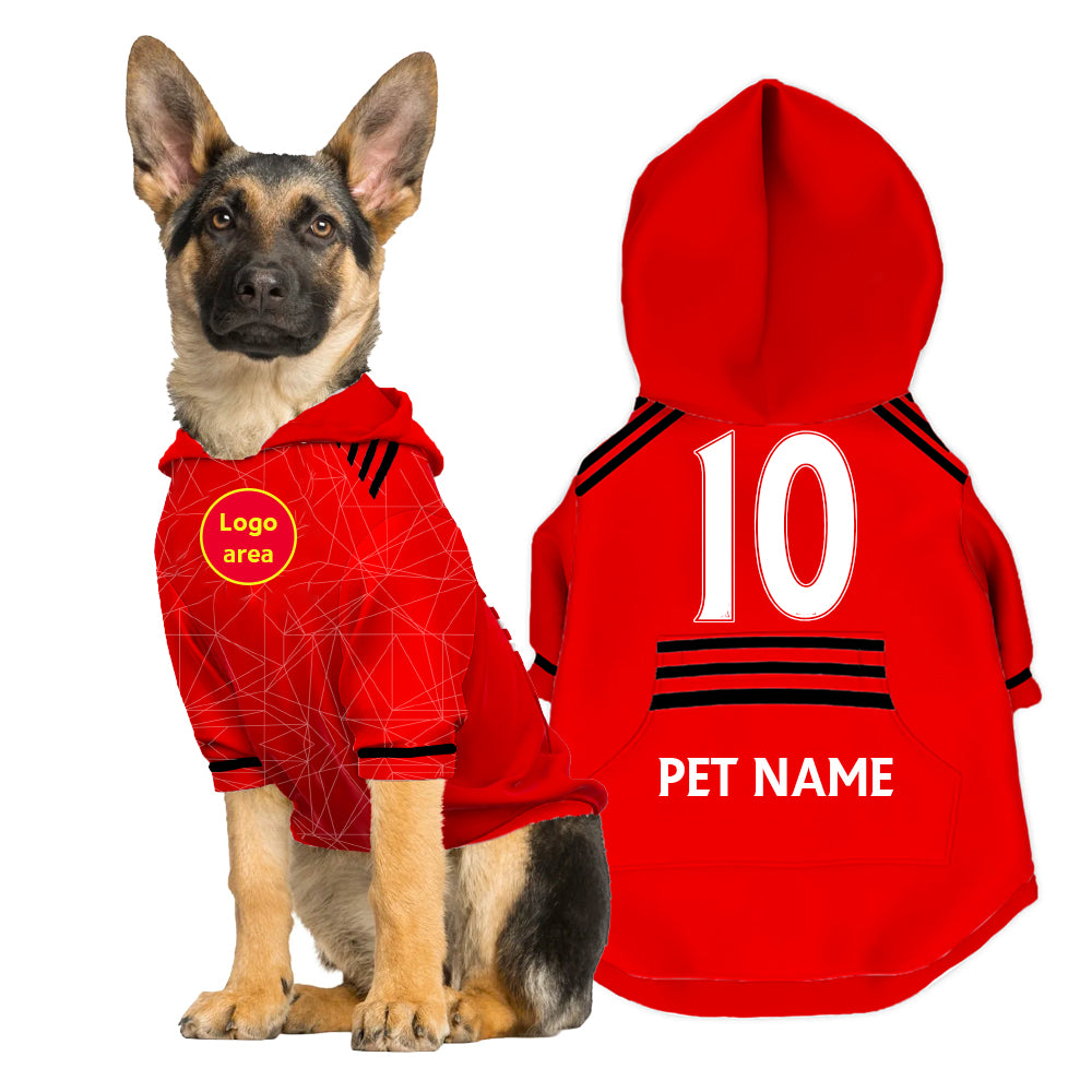 Man United 25/26 - Personalised Football Hoodie for Dog and Cat Costume (with FC logo option)