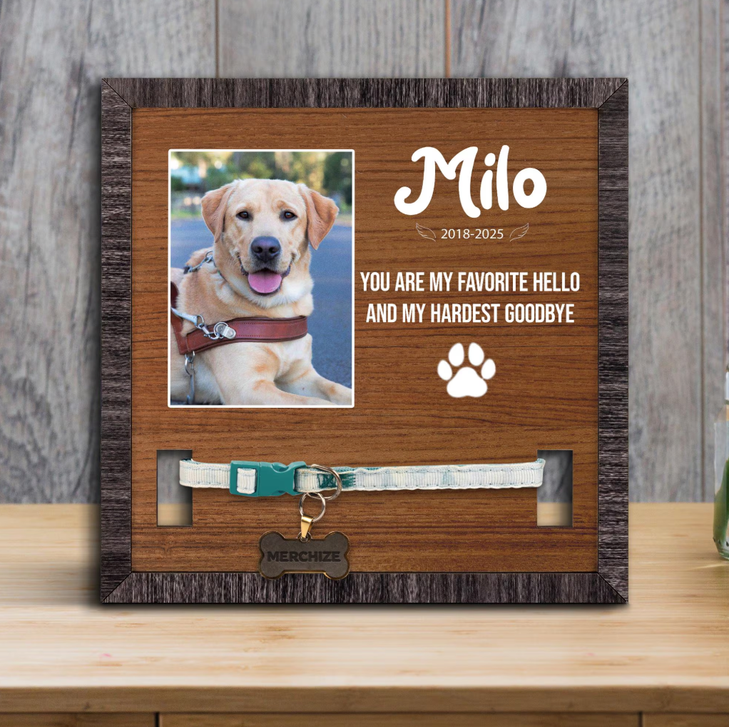 Personalized Dog Memorial Wood Frame With Collar Holder, Photo, Dog Memorial Gifts, Pet Loss Gifts, Pet Sympathy Gift, Pet Loss Gift