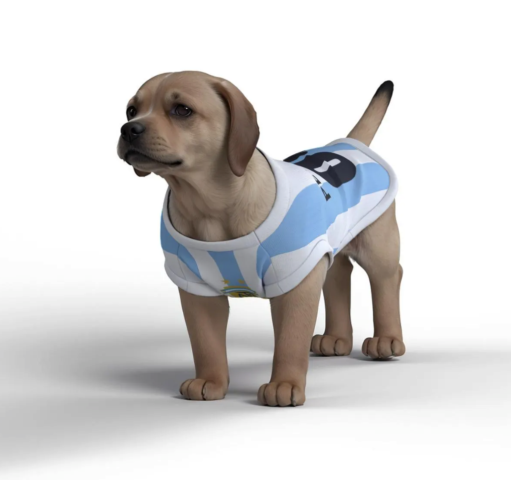 Argentina Football/Soccer Personalised Pet Tank Top with original FC logo (Dog Football Costume and Cat Soccer Costume Gift)