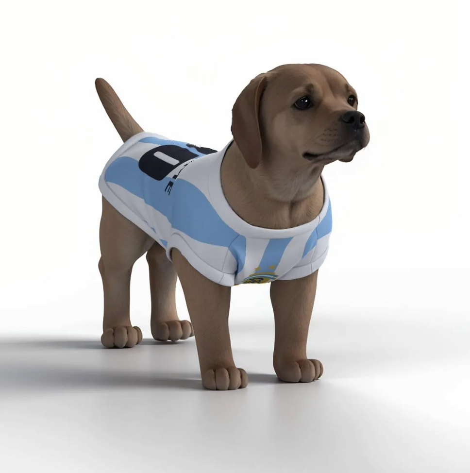 Argentina Football/Soccer Personalised Pet Tank Top with original FC logo (Dog Football Costume and Cat Soccer Costume Gift)