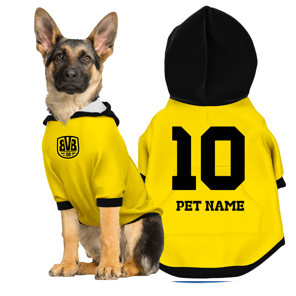 Borussia Dortmund FC 24/25 - Personalised Football Hoodie for Dog and Cat Costume (with FC logo option)