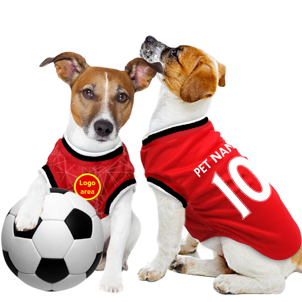 Man United FC Kit 25/26 - Personalised Football Tank Top for Dog and Cat Costume (with real FC logo option)