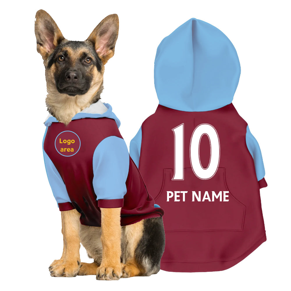 West Ham United FC 24/25 - Personalised Football Hoodie for Dog and Cat(with FC logo option)