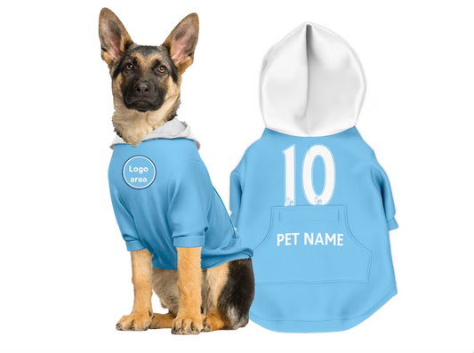 Man City FC 23/24 - Personalised Football Hoodie for Dog and Cat Costume (with FC logo option)