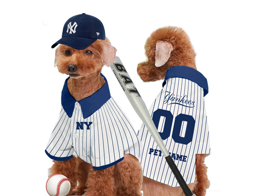 New York Yankees Baseball Pet Jersey Shirt with original Club logo (Dog Baseball Costume and Cat Baseball Costume Gift)