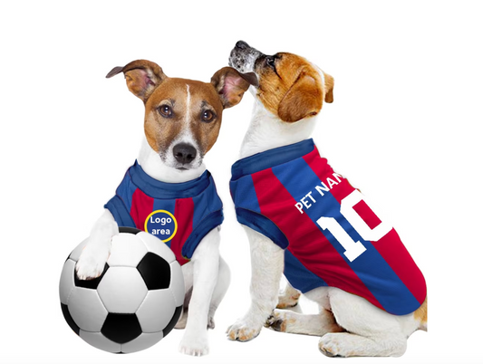 Barcelona FC Dog Jersey 24/25 - Personalised Football Pet Tank Top (Dog Football Costume and Cat Football Costume Gift)