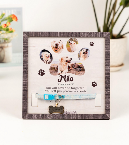Personalized Dog Memorial Wood Frame With Collar Holder, Photo, Dog Memorial Gifts, Pet Loss Gifts, Pet Sympathy Gift, Pet Loss Gift