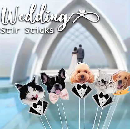 Personalized YOUR Dog Pet Stir Sticks, 2-sided Signature Drink, I Do Too & Dog Of Honor, Wedding Cocktail Stirrers, Wedding Swizzle