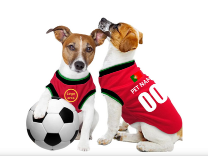 Portugal Home Kit 24/25 - Personalised Football Tank Top for Dog and Cat Costume (with real FC logo option)