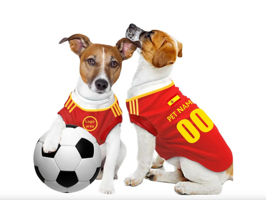 Spain Home Kit 24/25 - Personalised Football Tank Top for Dog and Cat Costume (with real FC logo option)