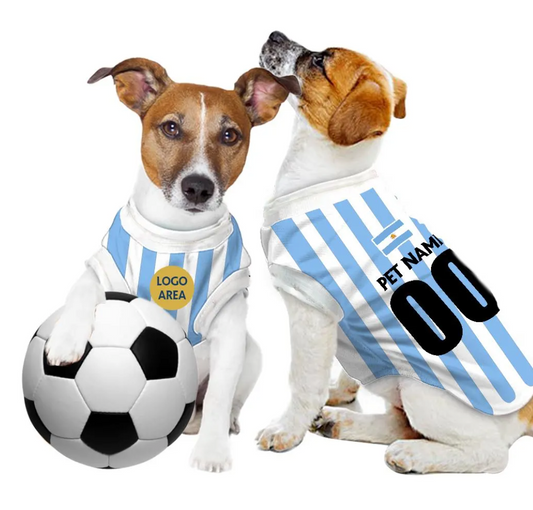 Argentina Football/Soccer Personalised Pet Tank Top with original FC logo (Dog Football Costume and Cat Soccer Costume Gift)