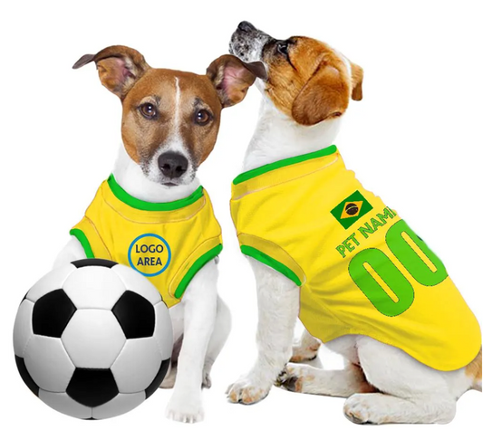 Brazil Football Home Kit 25/26 - Personalised Football Tank Top for Dog and Cat Costume (with real FC logo option)