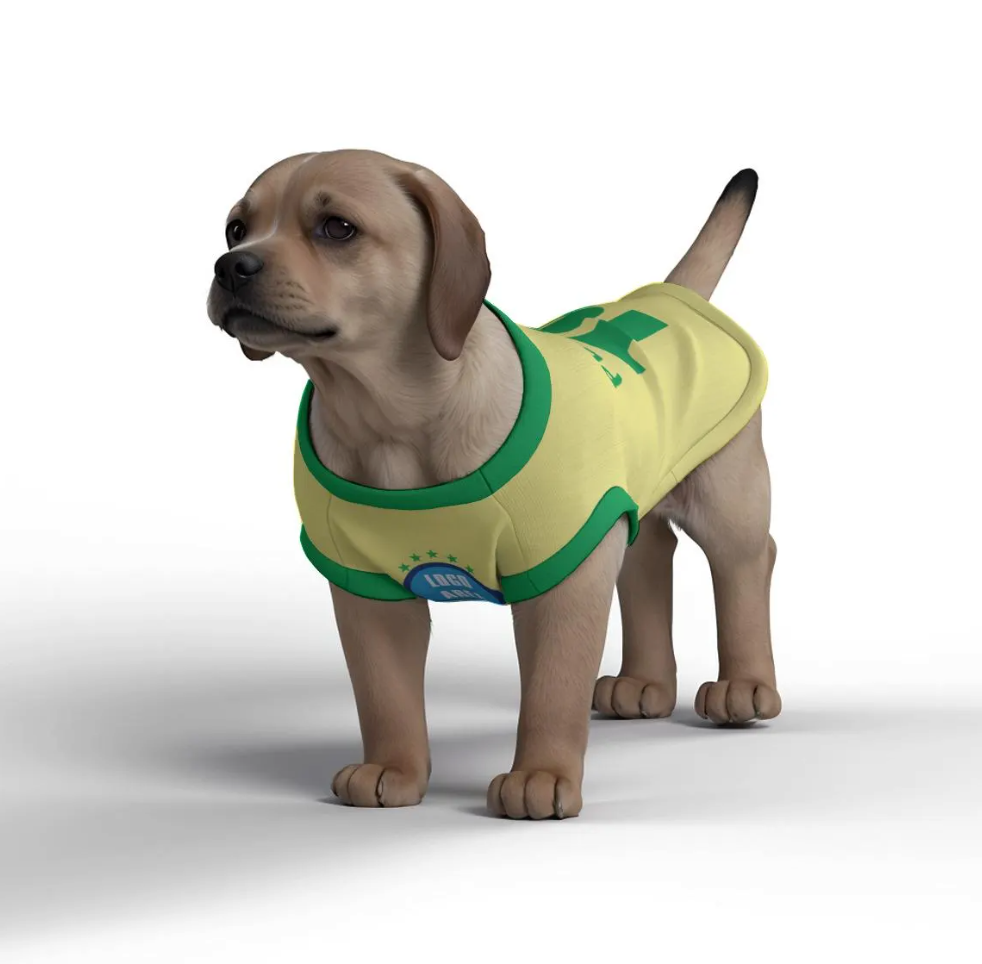 Brazil Football Home Kit 25/26 - Personalised Football Tank Top for Dog and Cat Costume (with real FC logo option)