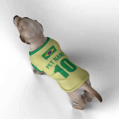 Brazil Football Home Kit 25/26 - Personalised Football Tank Top for Dog and Cat Costume (with real FC logo option)