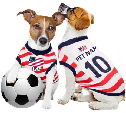 USA Football Home Kit 25/26 - Personalised Football Tank Top for Dog and Cat Costume (with real FC logo option)