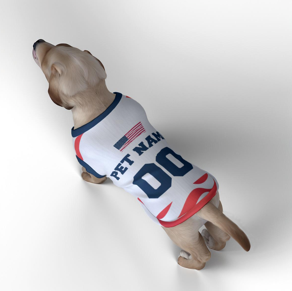USA Football Home Kit 25/26 - Personalised Football Tank Top for Dog and Cat Costume (with real FC logo option)