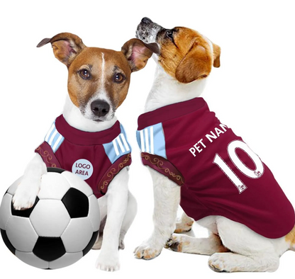 Aston Villa FC 26/27 Personalised Pet Tank Top with original FC logo (Dog Football Costume and Cat Football Costume Gift)