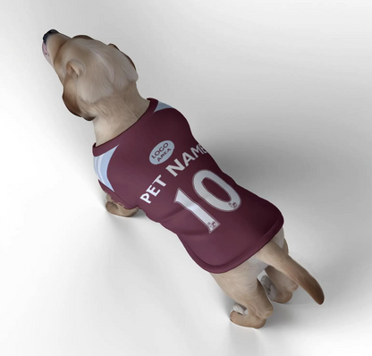Aston Villa FC 26/27 Personalised Pet Tank Top with original FC logo (Dog Football Costume and Cat Football Costume Gift)