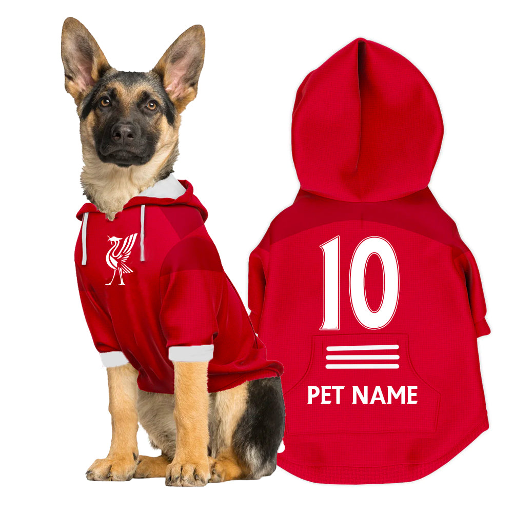 Liverpool FC 23/24 - Personalised Football Hoodie for Dog and Cat Costume (with FC logo option)