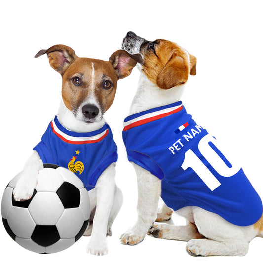 France Home Kit Euro 2024 - Personalised Football Tank Top for Dog and Cat Costume (with real FC logo option)